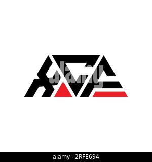 Logo XCF a lettera triangolare con forma a triangolo. Monogramma di design con logo triangolare XCF. Modello con logo vettoriale triangolare XCF di colore rosso. XCF triangul Illustrazione Vettoriale