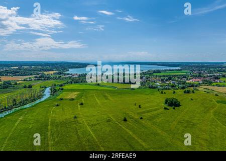 L'Ampermoos, un'area naturale protetta dall'alto nella regione settentrionale dell'Ammersee Foto Stock