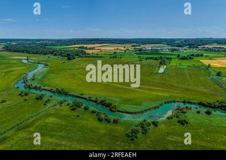 L'Ampermoos, un'area naturale protetta dall'alto nella regione settentrionale dell'Ammersee Foto Stock