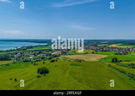 L'Ampermoos, un'area naturale protetta dall'alto nella regione settentrionale dell'Ammersee Foto Stock