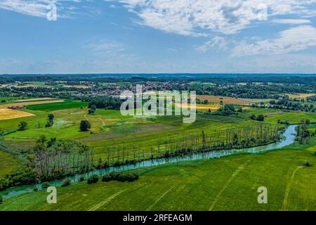 L'Ampermoos, un'area naturale protetta dall'alto nella regione settentrionale dell'Ammersee Foto Stock