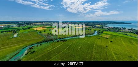 L'Ampermoos, un'area naturale protetta dall'alto nella regione settentrionale dell'Ammersee Foto Stock