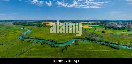 L'Ampermoos, un'area naturale protetta dall'alto nella regione settentrionale dell'Ammersee Foto Stock