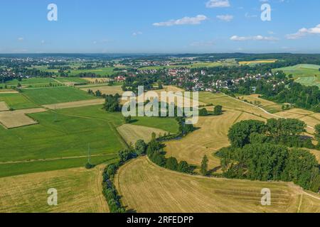 Vista aerea della Schmuttertal vicino a Neusäß, nella zona della grande Augusta Foto Stock