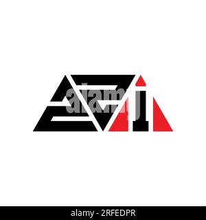 Logo ZZI a lettera triangolare con forma triangolare. Monogramma di design con logo triangolare ZZI. Modello di logo vettoriale triangolare ZZI di colore rosso. ZZI triangul Illustrazione Vettoriale