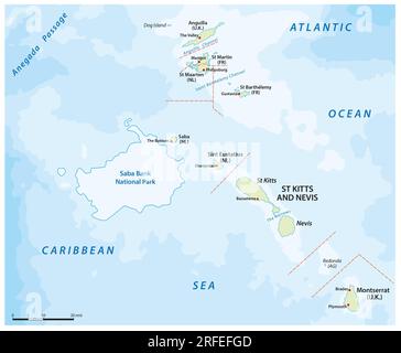 Mappa del Parco nazionale olandese Saba Bank nel Mar dei Caraibi Foto Stock