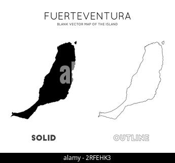 Mappa di Fuerteventura. Mappa vettoriale vuota dell'isola. Borders of Fuerteventura per la tua infografica. Illustrazione vettoriale. Illustrazione Vettoriale