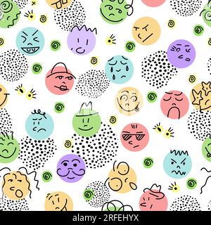 Pattern senza cuciture di volti colorati delle persone. Illustrazione vettoriale Illustrazione Vettoriale