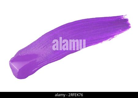 Pennello traccia texture lilla viola acquerello isolato su sfondo bianco Foto Stock