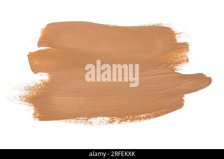 Delicatamente pennellate di colore beige e texture della faccia evidenziatore o vernice acrilica isolati su sfondo bianco Foto Stock