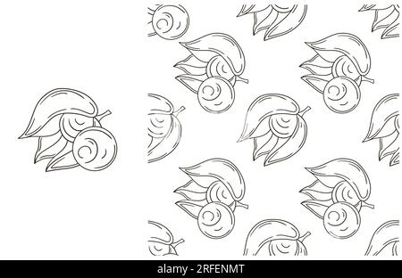 Colorazione con frutta tropicale. Physalis. Con stile disegnato a mano. Può essere utilizzato per i tessuti Illustrazione Vettoriale