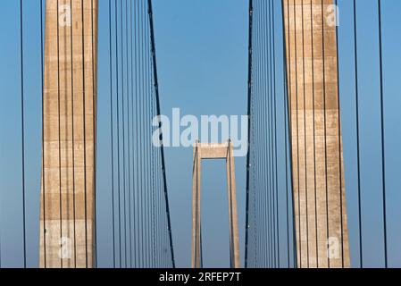 Il ponte orientale che attraversa il Great Belt, parte del Great Belt Fixed Link tra lo Jutland e la Zelanda in Danimarca Foto Stock