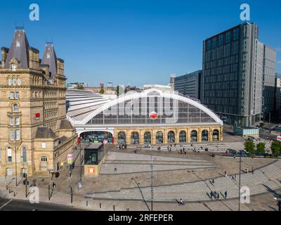 Vista aerea della stazione ferroviaria di Liverpool Lime Street, Merseyside, Inghilterra Foto Stock