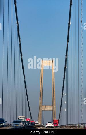 Il ponte orientale che attraversa il Great Belt, parte del Great Belt Fixed Link tra lo Jutland e la Zelanda in Danimarca Foto Stock