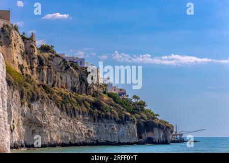 Veduta del promontorio di Vieste, provincia di Foggia, Puglia, Italia Foto Stock