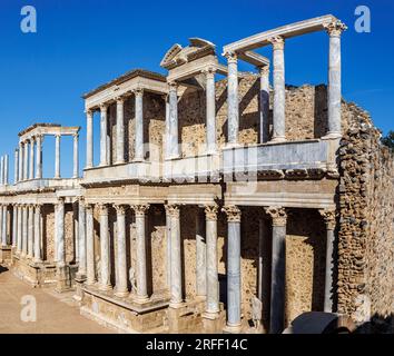 Spagna, Estremadura, Merida, complesso archeologico di Merida, patrimonio dell'umanità dell'UNESCO, le rovine romane di Augusta Emerita, il teatro Foto Stock