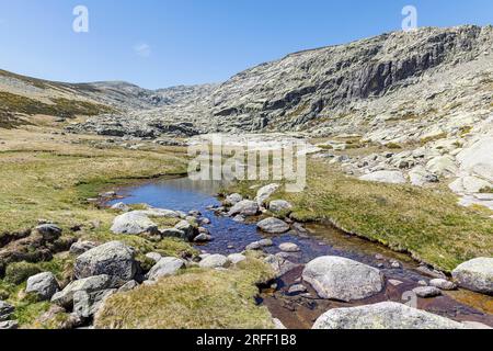 Spagna, Castiglia e León, Hoyos del Espino, Sierra de Gredos, Laguna grande Trek Foto Stock