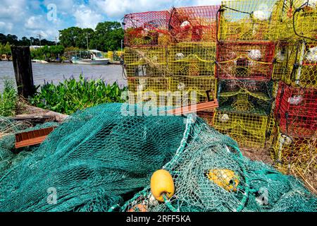 Stati Uniti, Louisiana, Abbeville, vasi di granchio Foto Stock