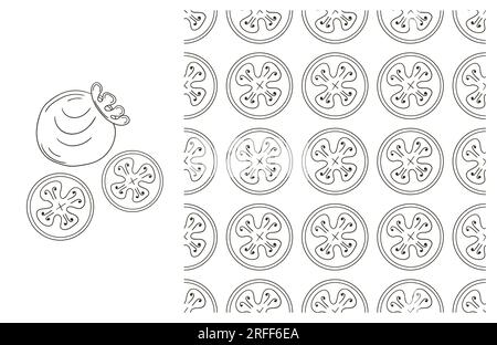 Feijoa. Colorazione con frutta tropicale. Con stile disegnato a mano Illustrazione Vettoriale