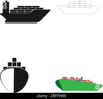 Modello vektor con il logo della nave da carico di spedizione Illustrazione Vettoriale