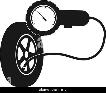 Icona del manometro della pressione degli pneumatici.ruota per auto con logo a illustrazione del manometro Illustrazione Vettoriale
