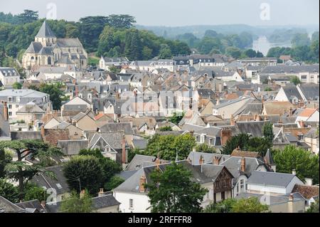 Amboise, Francia - 8 agosto 2013: Una splendida vista su Amboise dal castello royale d'amboise Foto Stock