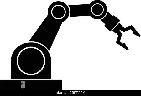 Design vettoriale icona robot industriale, icona braccio robot meccanico. Illustrazione Vettoriale