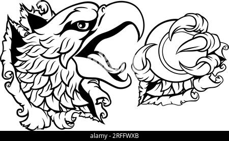 Mascotte da palla da tennis con ripping Bald Eagle Hawk Illustrazione Vettoriale