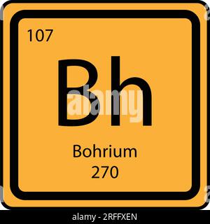 Icona bohrium dell'elemento tavola periodica sullo sfondo, illustrazione del vettore quadrato Illustrazione Vettoriale