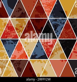 Stile retrò Abstract Triangoli colorati motivo sfondo con effetto Grunge Illustrazione Vettoriale