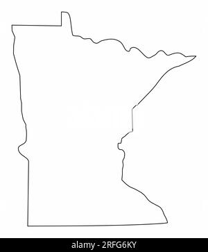 Profilo della mappa del Minnesota isolato su sfondo bianco Illustrazione Vettoriale