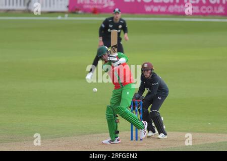 Londra, Regno Unito. 3 agosto 2023. Peter Handscomb del Leicestershire mentre Surrey affronta il Leicestershire nella Metro Bank One-Day Cup al Kia Oval. Credito: David Rowe/Alamy Live News Foto Stock