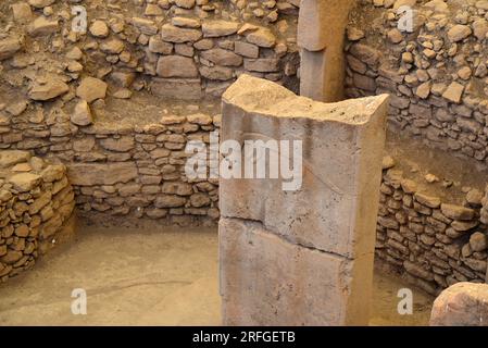 Situato nella città di Sanliurfa, Turchia, Gobeklitepe risale a 12 mila anni fa. È la più antica struttura storica conosciuta al mondo finora. Foto Stock