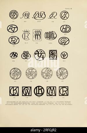 600 monogrammi e cartelli: modelli per artisti, artigiani e amanti dell'arte per l'industria e il commercio Foto Stock