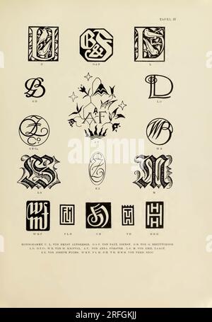 600 monogrammi e cartelli: modelli per artisti, artigiani e amanti dell'arte per l'industria e il commercio Foto Stock