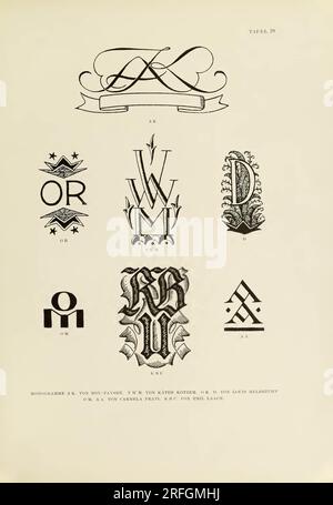 600 monogrammi e cartelli: modelli per artisti, artigiani e amanti dell'arte per l'industria e il commercio Foto Stock