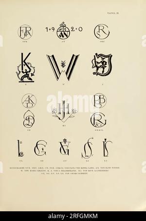 600 monogrammi e cartelli: modelli per artisti, artigiani e amanti dell'arte per l'industria e il commercio Foto Stock
