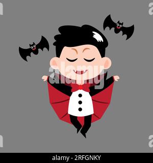 Dracula. Carini personaggi dei cartoni animati di halloween . Vettore . Illustrazione Vettoriale