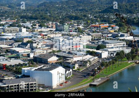 Affacciato sulla città di Gisborne, nuova Zelanda, da Kaiti Hill Foto Stock
