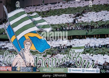 Stoccolma, Svezia. 08 03 2023. Europa Conference League: Tifosi di Hammarby prima dell'inizio della partita. FC twente ha vinto ai tempi supplementari. Daniel Bengtsson / Alamy News Foto Stock