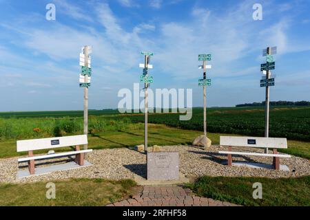 Hawkeye Point Iowa, il punto più alto dello stato dell'Iowa, 1.670 piedi (510 m), Osceola County, Sterler Family Farm Foto Stock