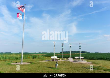 Hawkeye Point Iowa, il punto più alto dello stato dell'Iowa, 1.670 piedi (510 m), Osceola County, Sterler Family Farm Foto Stock