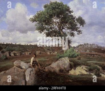 Foresta di Fontainebleau (la Quercia) intorno al 1830 di Jean-Baptiste Camille Corot Foto Stock