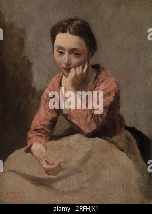 Pensive Young Woman (Jeune femme pensive) di Jean-Baptiste Camille Corot Foto Stock