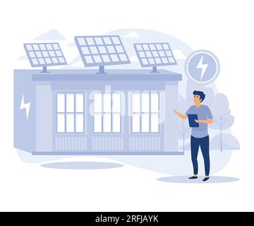 Effetto serra, cambiamento climatico, riscaldamento globale, risparmio di carburante, stoccaggio di energia, illustrazione moderna a vettore piatto Illustrazione Vettoriale