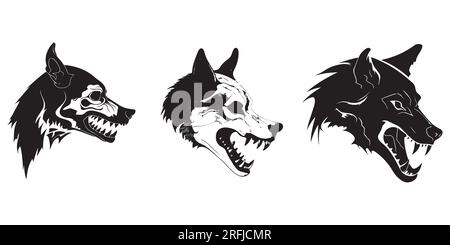 Una serie di illustrazioni vettoriali di silhouette Dog Illustrazione Vettoriale