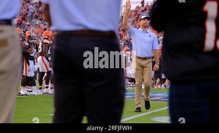 Latrobe, Pennsylvania, USA. 30 luglio 2023. Joe Thomas durante il training camp dei Pittsburgh Steelers a Latrobe, Pennsylvania. Jason Pohuski/CSM/Alamy Live News Foto Stock