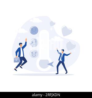 Termometro per emozione a livello di stress, donna d'affari energica che lavora al tavolo con il computer. illustrazione vettoriale moderna piatta Illustrazione Vettoriale