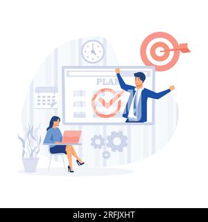 Design piatto creativo per banner Web. flusso di lavoro aziendale, moderna illustrazione vettoriale piatta Illustrazione Vettoriale