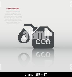 Icona del serbatoio della benzina in stile piatto. Illustrazione vettoriale della lattina benzina su sfondo bianco isolato. Concetto aziendale di cartello del contenitore del carburante. Illustrazione Vettoriale